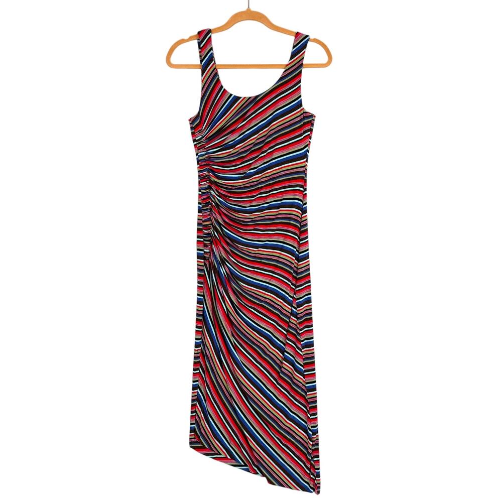 BAILEY 44 Anthropologie Rainbow Striped Luca Ruched Jersey Midi Maxi Dress Small - Picture 2 of 11